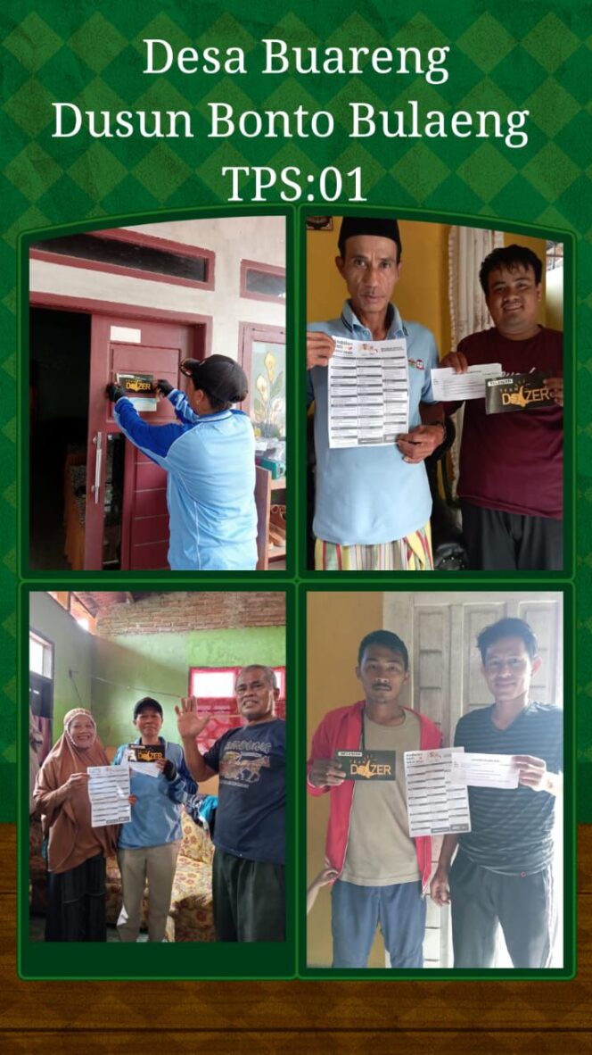 
					Serentak 40 ribu relawan DTDC (door to door campaign) Tim Dozer di seluruh Sulawesi Selatan melakukan kunjungan dari rumah ke rumah pada Sabtu (21/9/2024), untuk mensosialisasikan paslon cagub Andi Sudirman Sulaiman dan cawagub Hj Fatmawati Rusdi (Andalan Hati), sekaligus mengajak masyarakat untuk tidak golput pada Pilgub Sulsel 2024.

Dok.ist