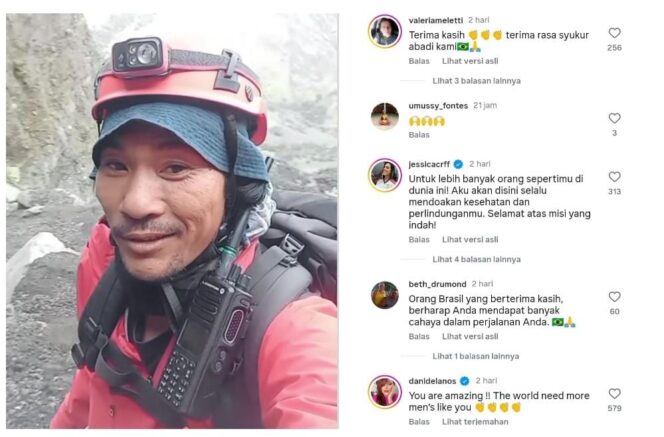 
					Agam Rinjani, pemandu lokal yang ikut mengevakuasi jenazah pendaki Brasil, Juliana Marins di Gunung Rinjani. (Sumber: Instagram @agam_rinjani via Cahayasulsel.com)