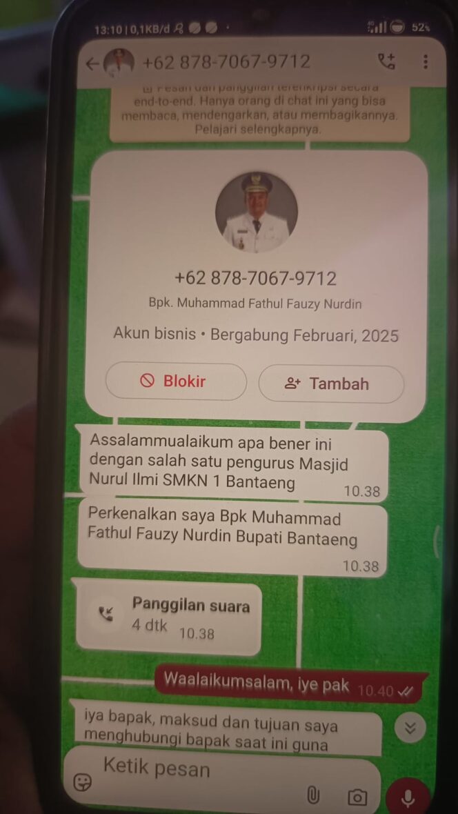
					Waspada Penipuan! Nama Bupati Bantaeng Dicatut di WhatsApp, Masyarakat Diminta Tidak Terprovokasi