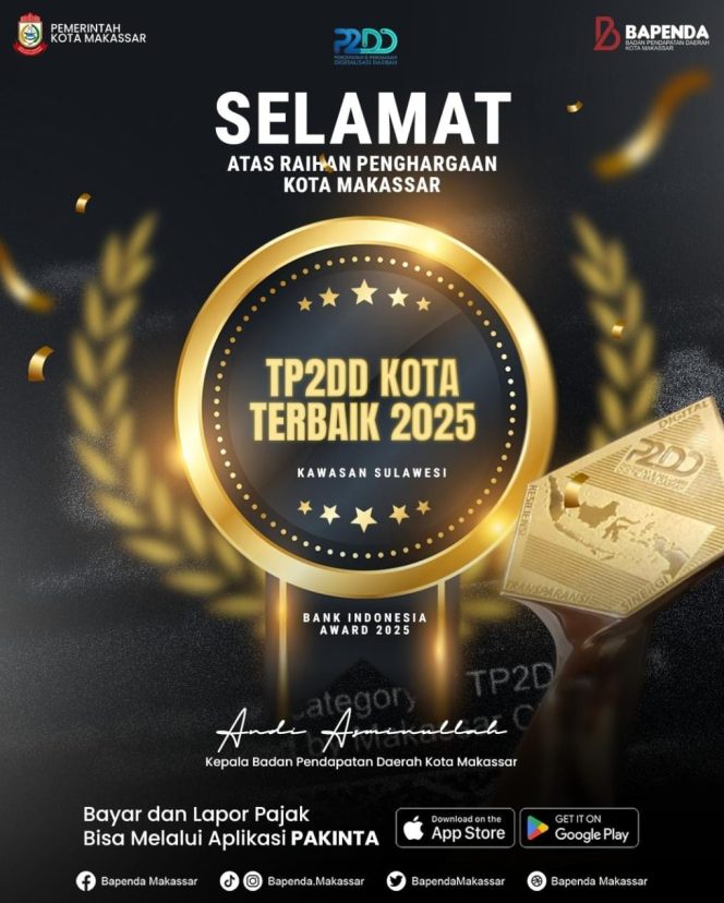 
					Bapenda Jadi Motor Digitalisasi, Makassar Kembali Digelari TP2DD Terbaik Sulawesi di BI Award 2025