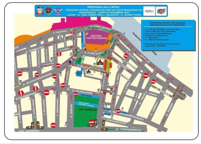 
					Rekayasa Lalu Lintas Sambut Festival Singara Bulang HUT Kota Makassar ke-418