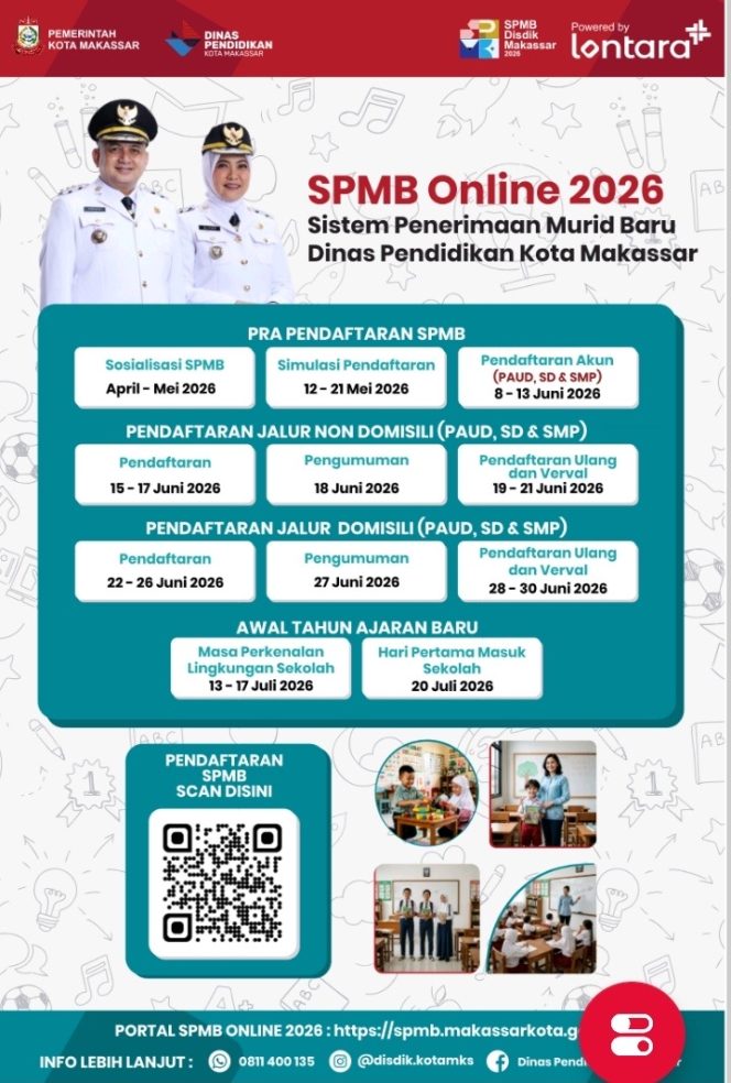 
					SPMB 2026 Makassar Dibuka Besok, Disdik Ingatkan Orang Tua Segera Buat Akun Pendaftaran