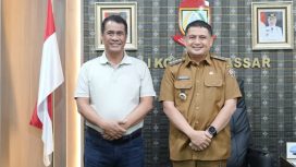 Wali Kota Makassar, Munafri Arifuddin, menerima kunjungan kerja Menteri Pertanian Republik Indonesia, Andi Amran Sulaiman, di Balai Kota Makassar, Senin (6/7/2026).